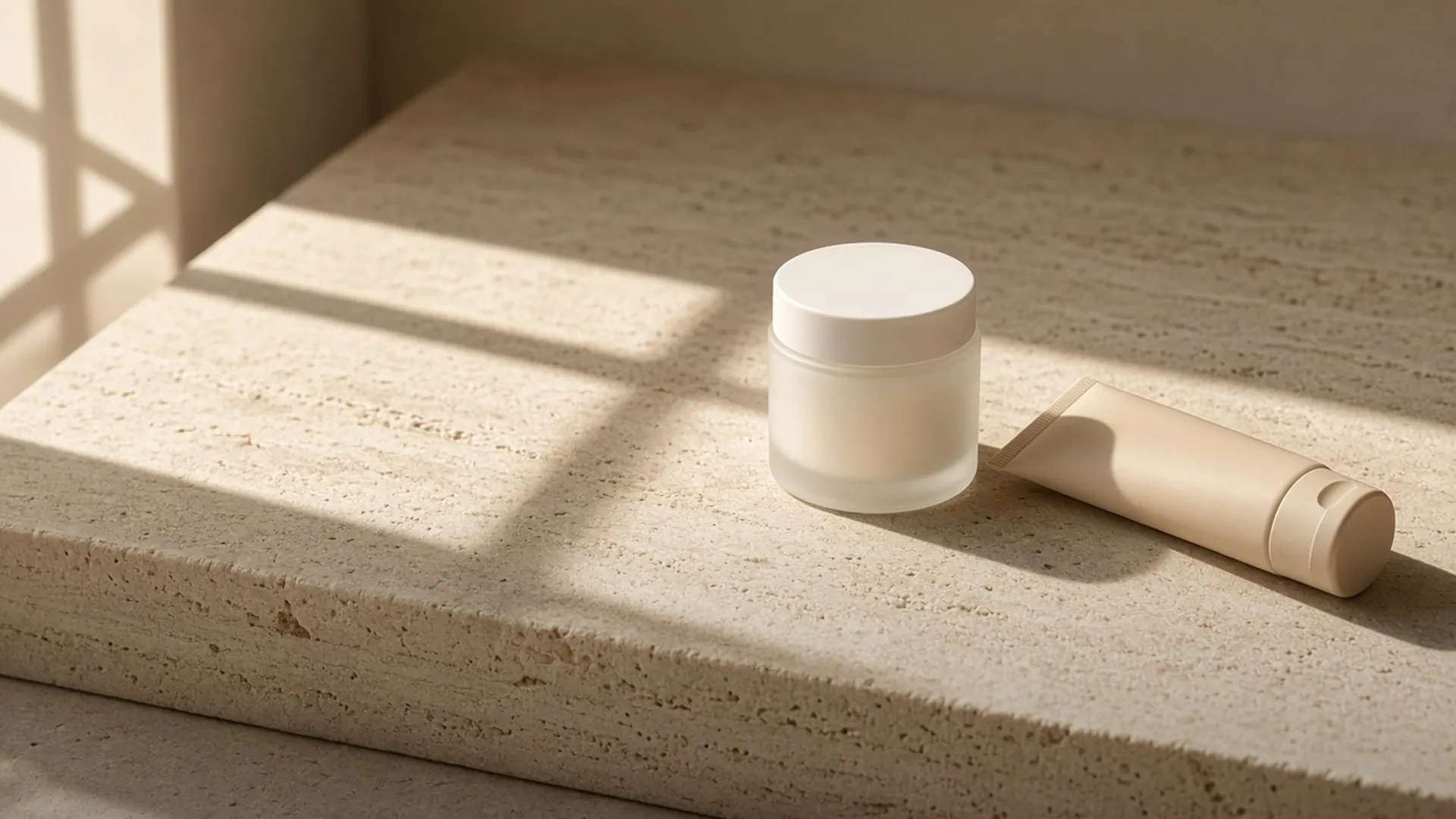A frosted jar and a plain tube in window light